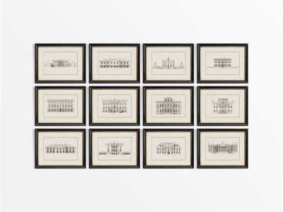 Architectural Drawings (Set of Twelve) Vintage Art Prints