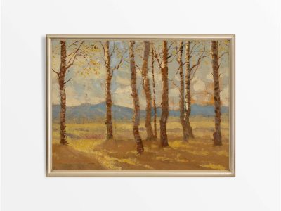 Autumn Birches III Vintage Art Print