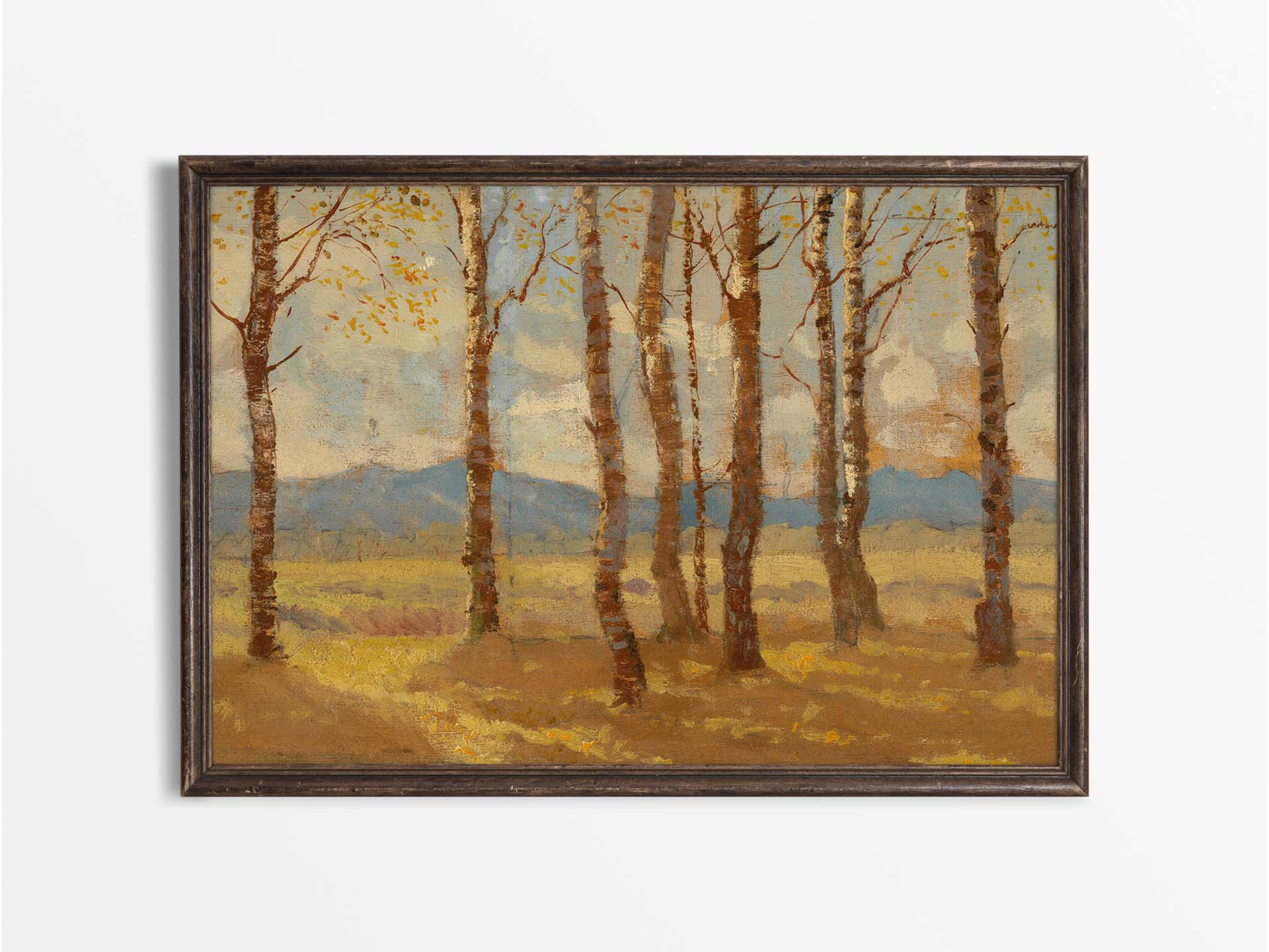 Autumn Birches III Vintage Art Print