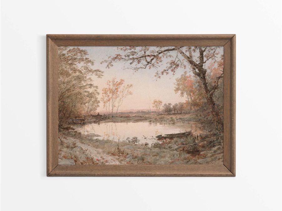 Autumn Pond Vintage Art Print