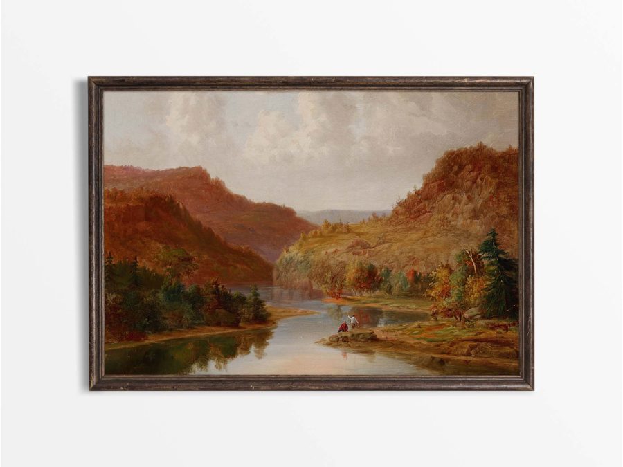 Autumn River Vintage Art Print
