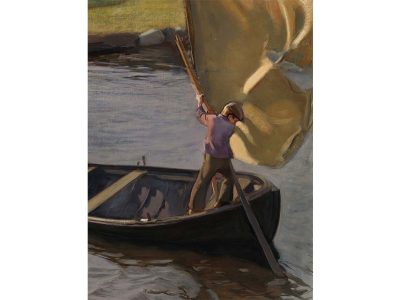 Boy Sailing Vintage Art Print