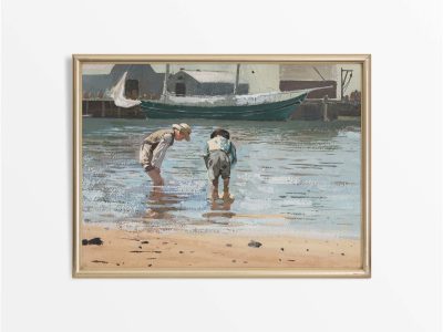 Boys Wading Vintage Art Print