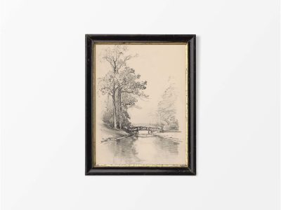 Bridge Sketch Vintage Art Print