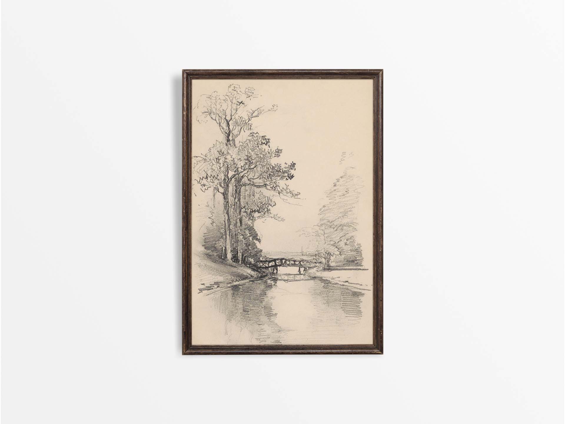 Bridge Sketch Vintage Art Print