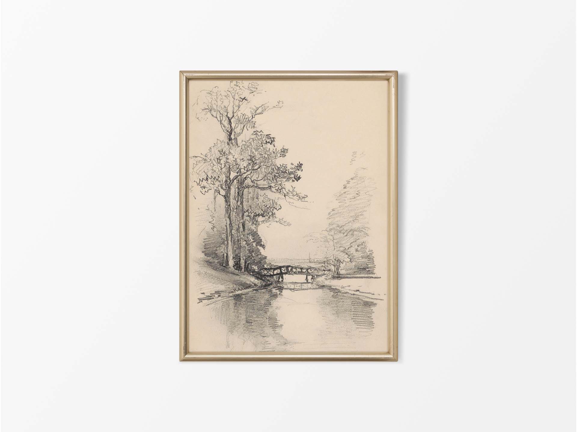 Bridge Sketch Vintage Art Print