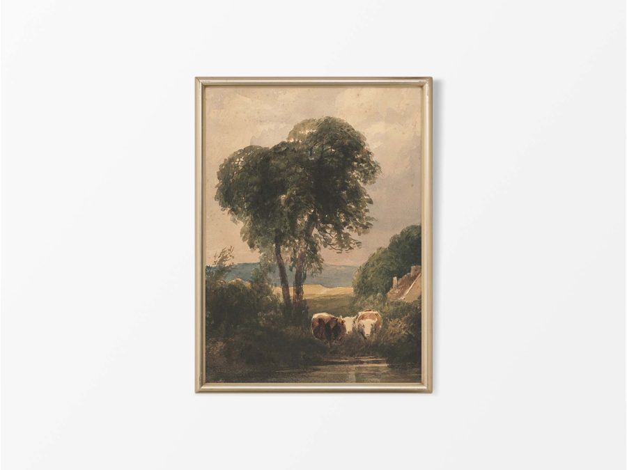 Cattle Pond Vintage Art Print