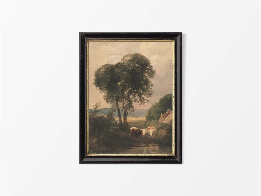 Cattle Pond Vintage Art Print
