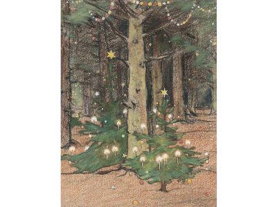 Christmas Trees III Vintage Art Print