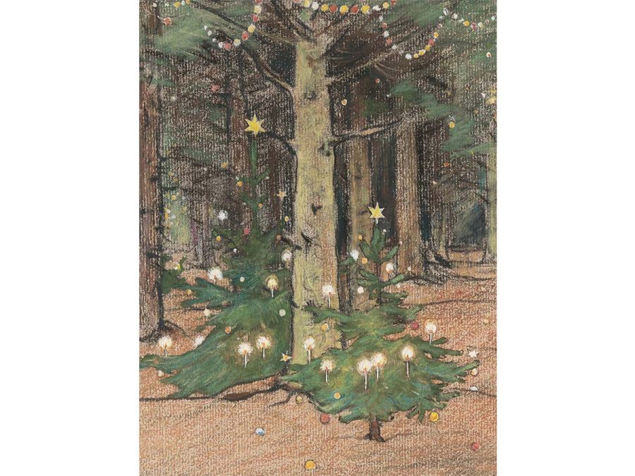 Christmas Trees III Vintage Art Print