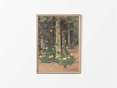 Christmas Trees III Vintage Art Print