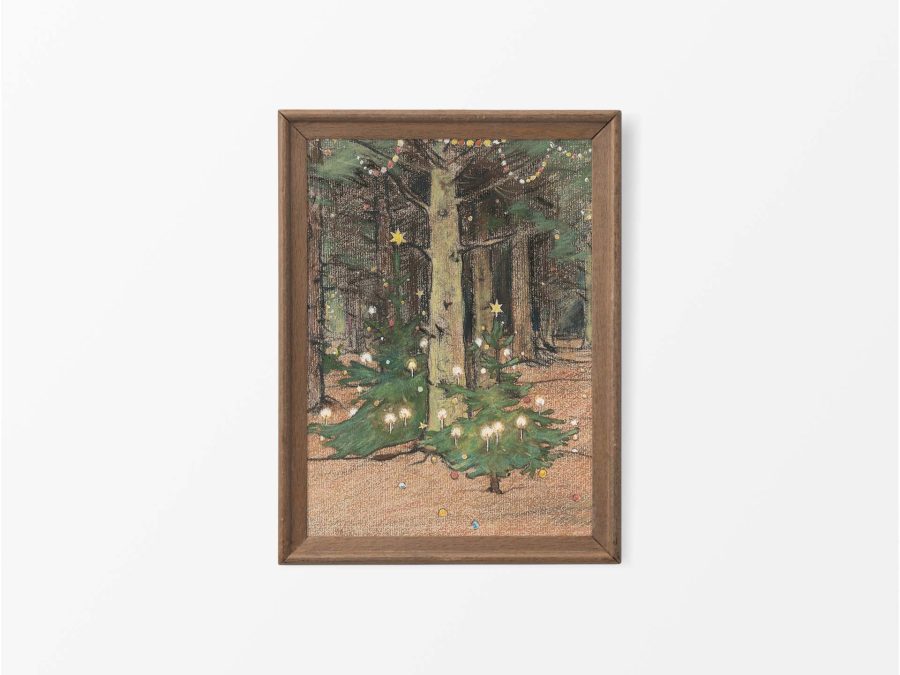 Christmas Trees III Vintage Art Print