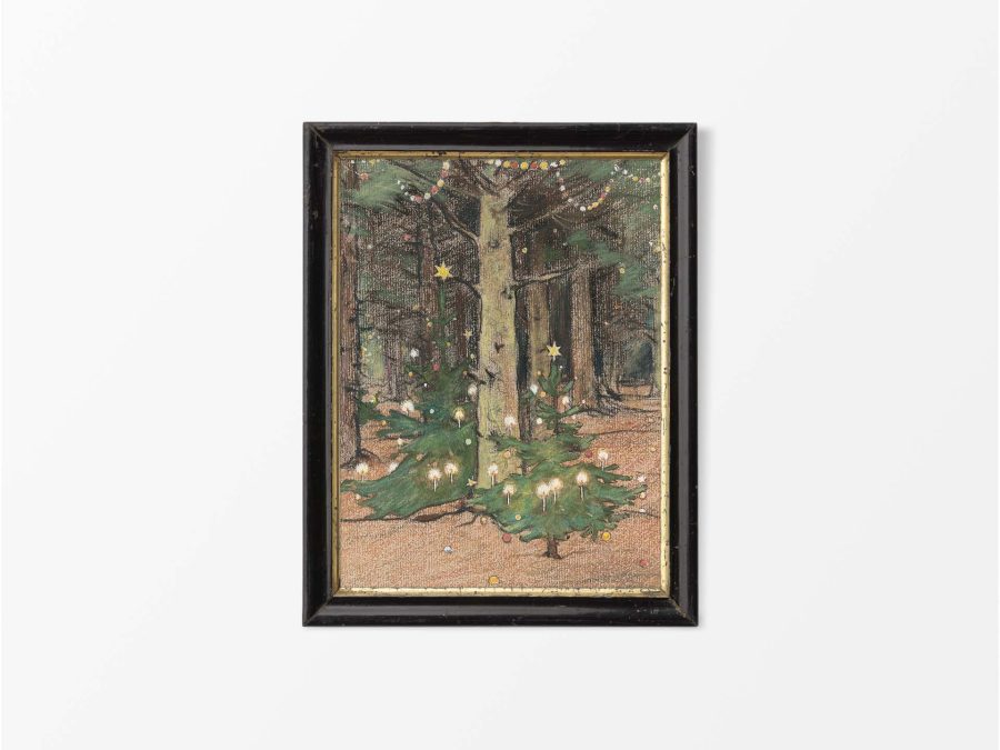 Christmas Trees III Vintage Art Print