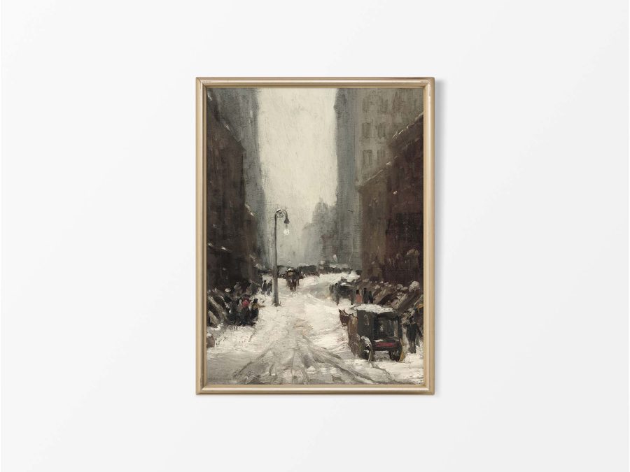 City Snow Vintage Art Print