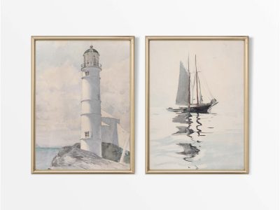 Coastal Watercolours (Set of Two) Vintage Art Prints