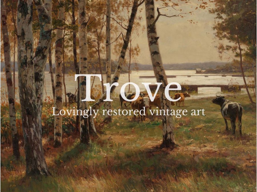 Cows in Autumn Vintage Art Print