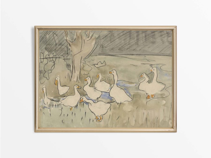Ducks II Vintage Art Print