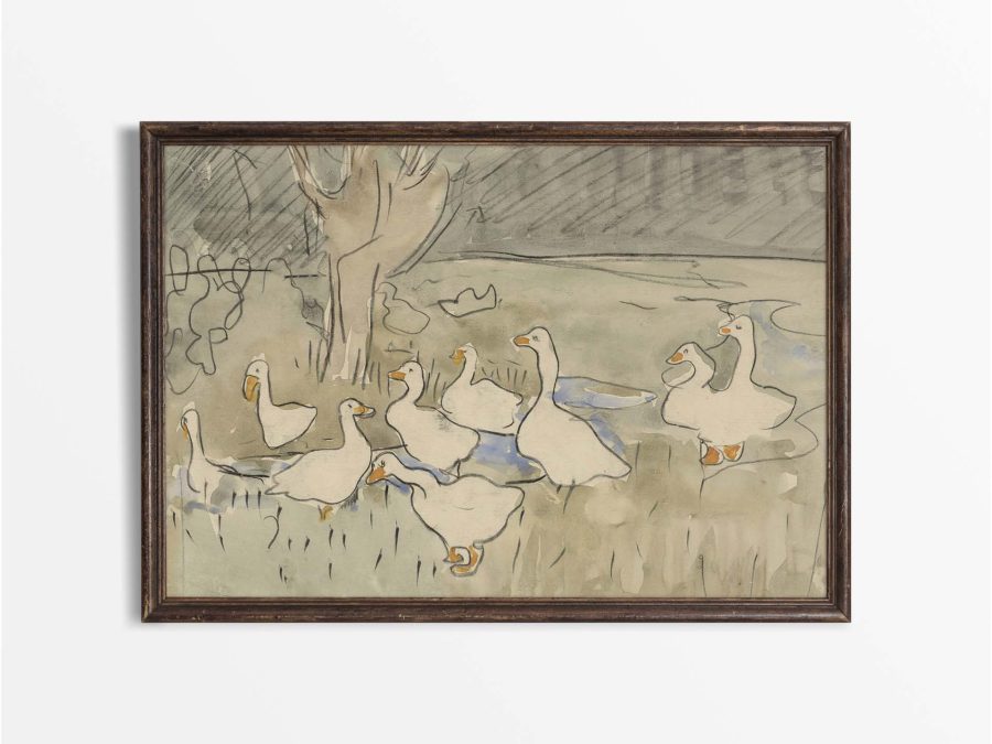 Ducks II Vintage Art Print