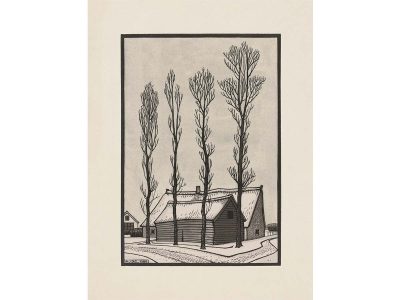Farm in Winter II Vintage Art Print
