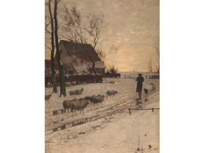 Farm in Winter IV Vintage Art Print