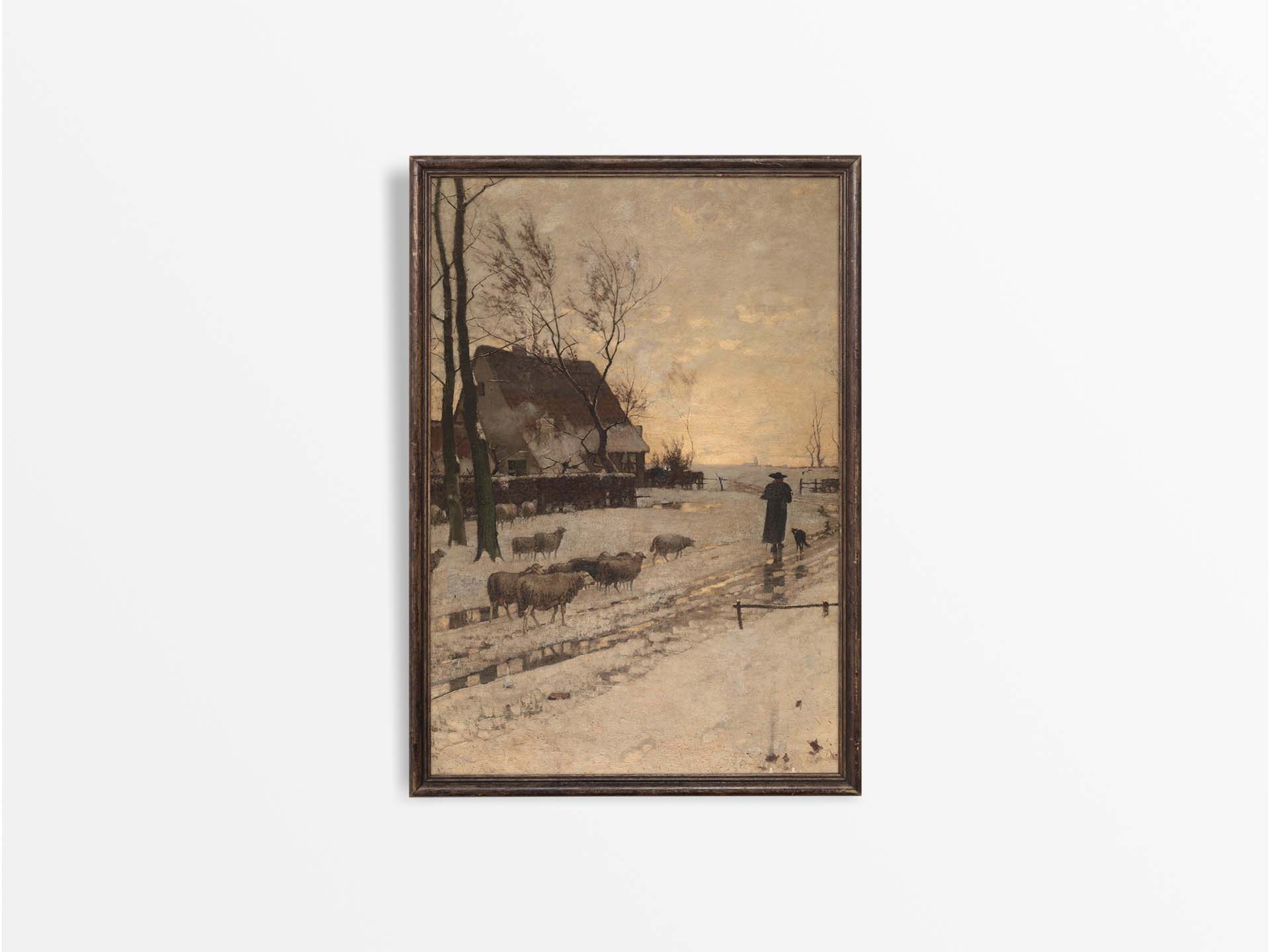 Farm in Winter IV Vintage Art Print