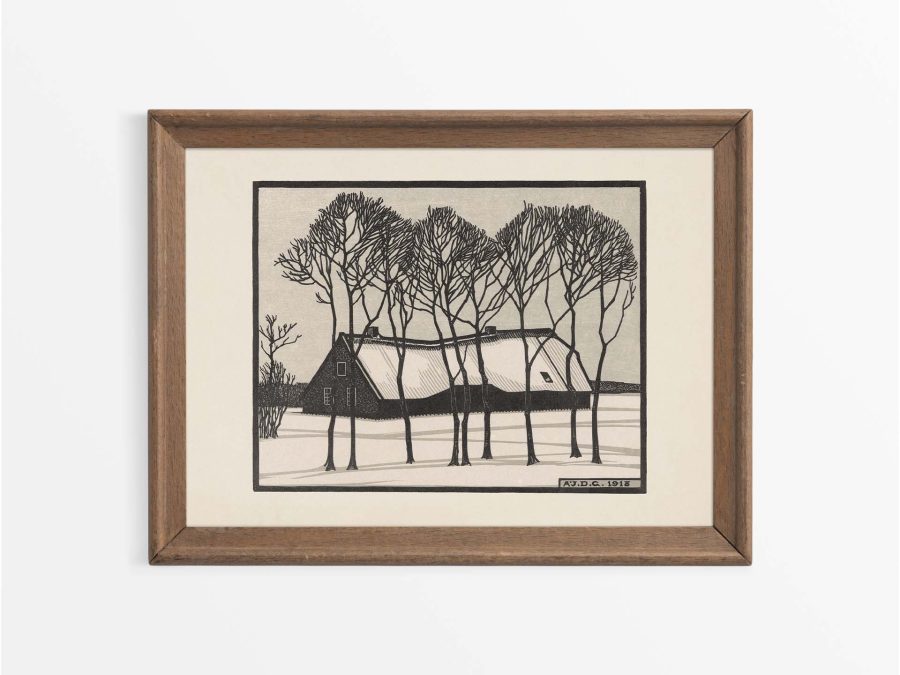 Farm in Winter Vintage Art Print