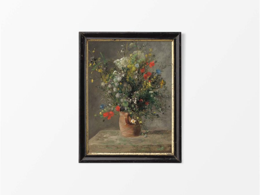 Flowers in a Vase Vintage Art Print