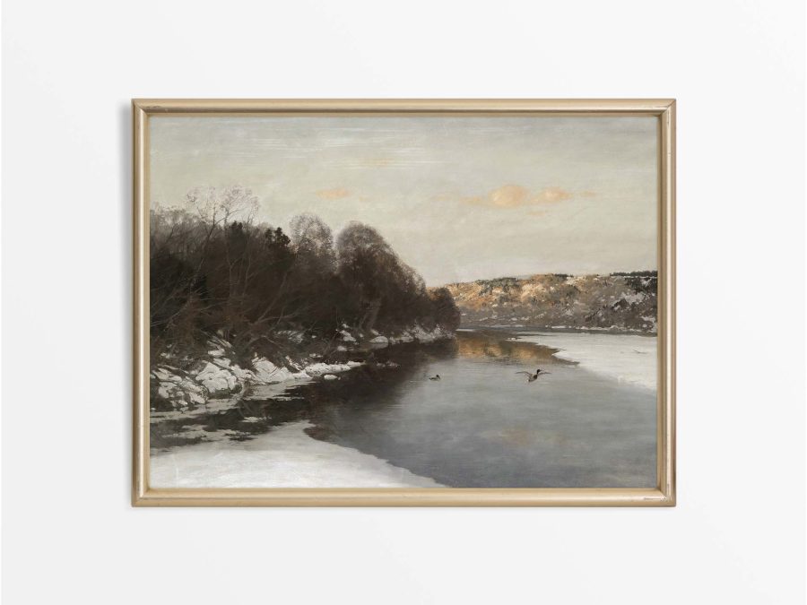 Frozen River Vintage Art Print