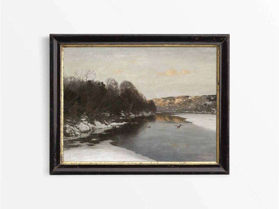Frozen River Vintage Art Print
