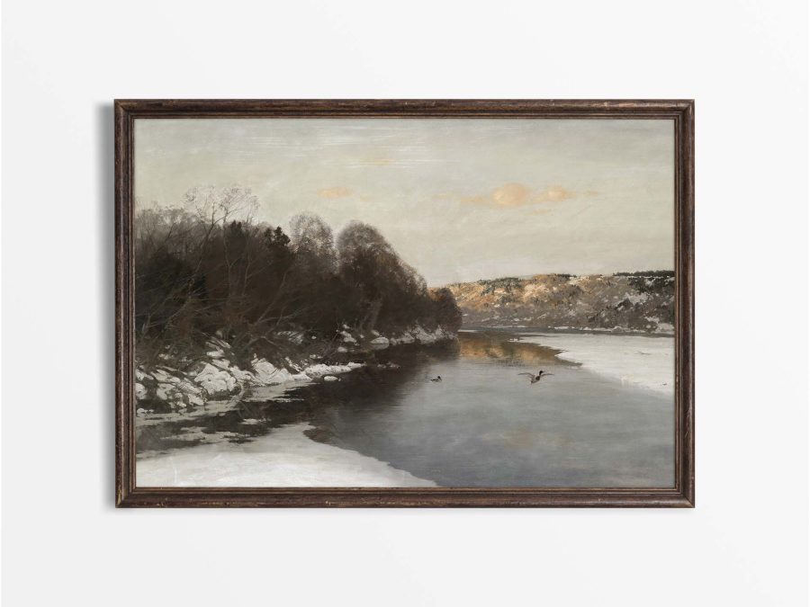 Frozen River Vintage Art Print