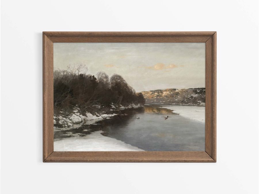 Frozen River Vintage Art Print