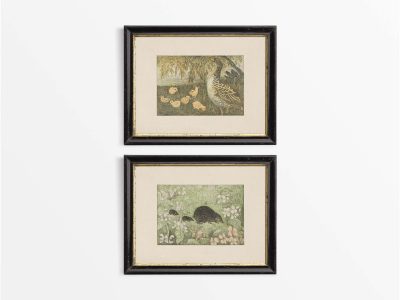 Geese & Hedgehogs (Set of Two) Vintage Art Prints