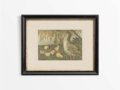 Goose & Goslings Vintage Art Print