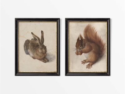 Hare & Squirrel (Set of Two) Vintage Art Prints