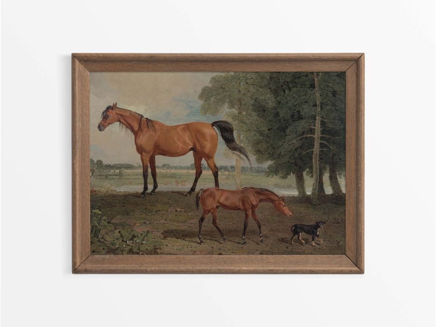 Horse & Foal Vintage Art Print