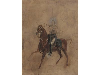 Horse & Rider III Vintage Art Print
