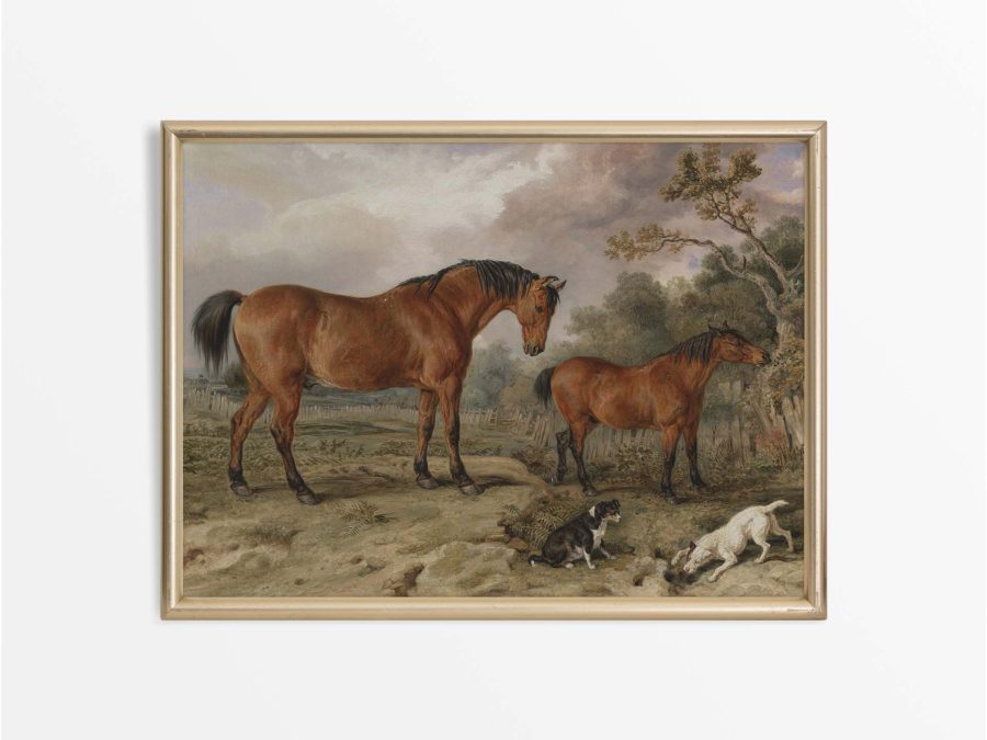 Horses II Vintage Art Print