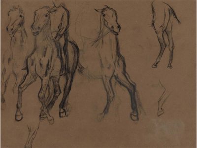 Horses Sketch Vintage Art Print
