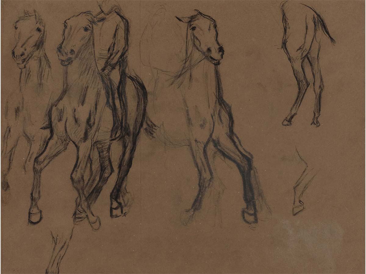 Horses Sketch Vintage Art Print