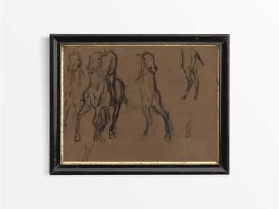 Horses Sketch Vintage Art Print