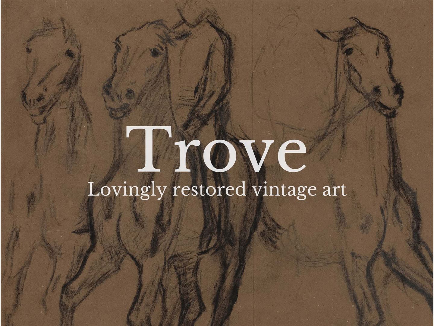 Horses Sketch Vintage Art Print