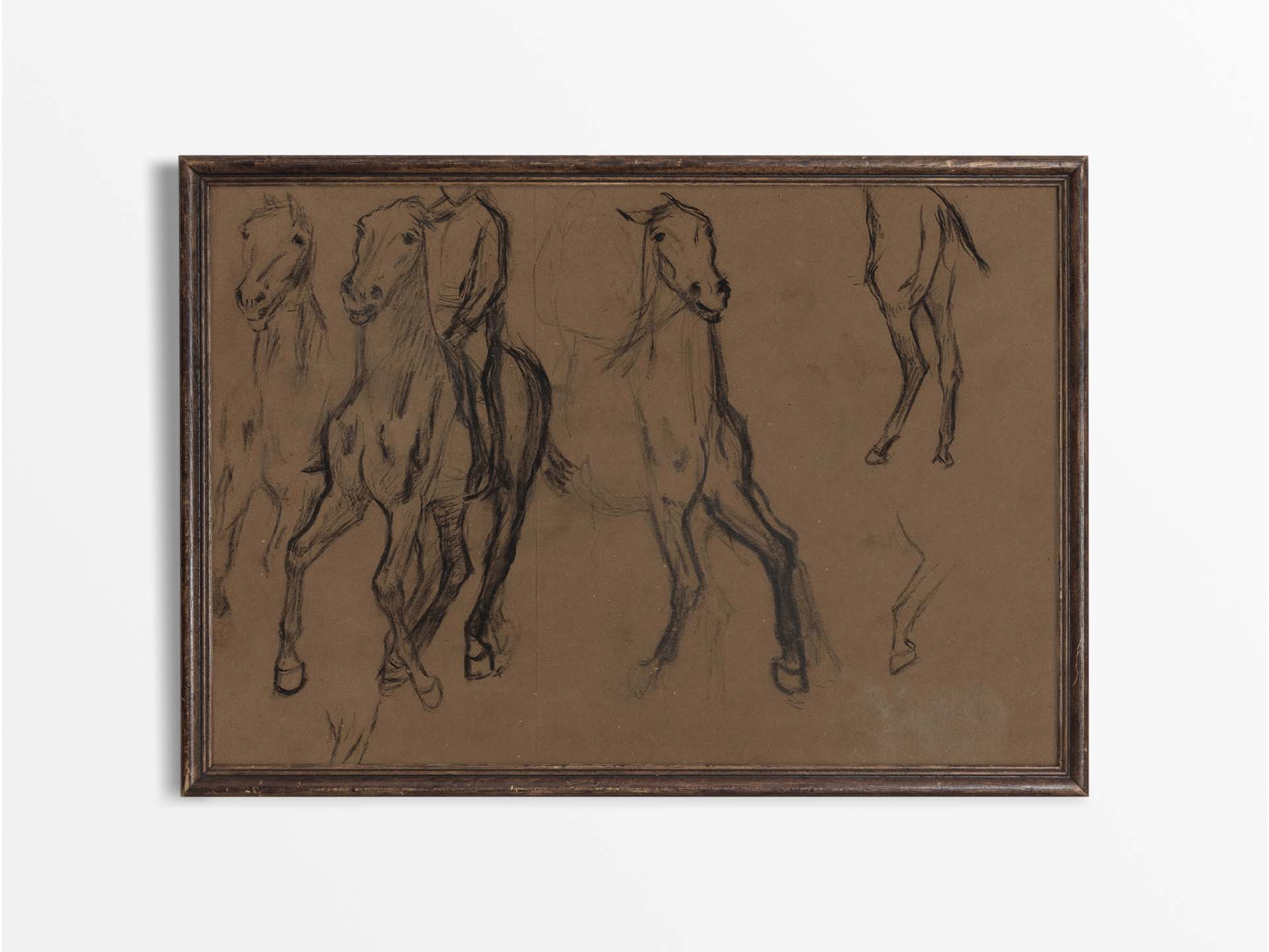 Horses Sketch Vintage Art Print