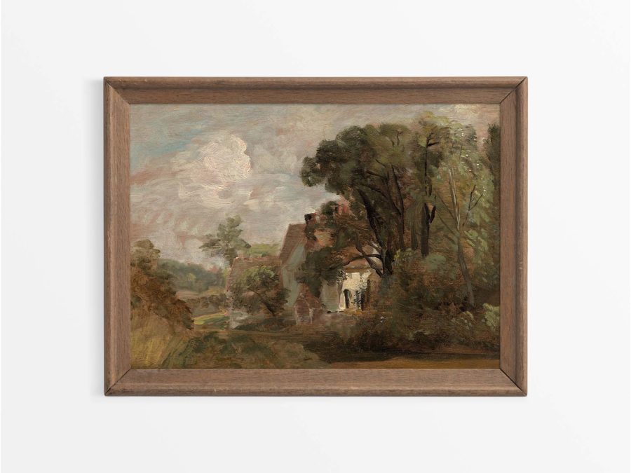 House in Autumn Vintage Art Print