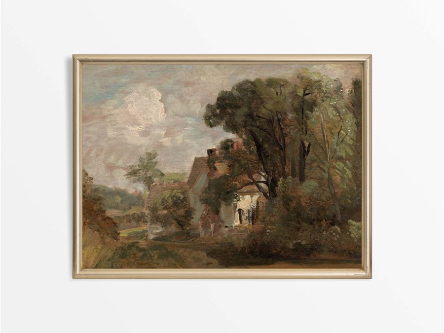 House in Autumn Vintage Art Print