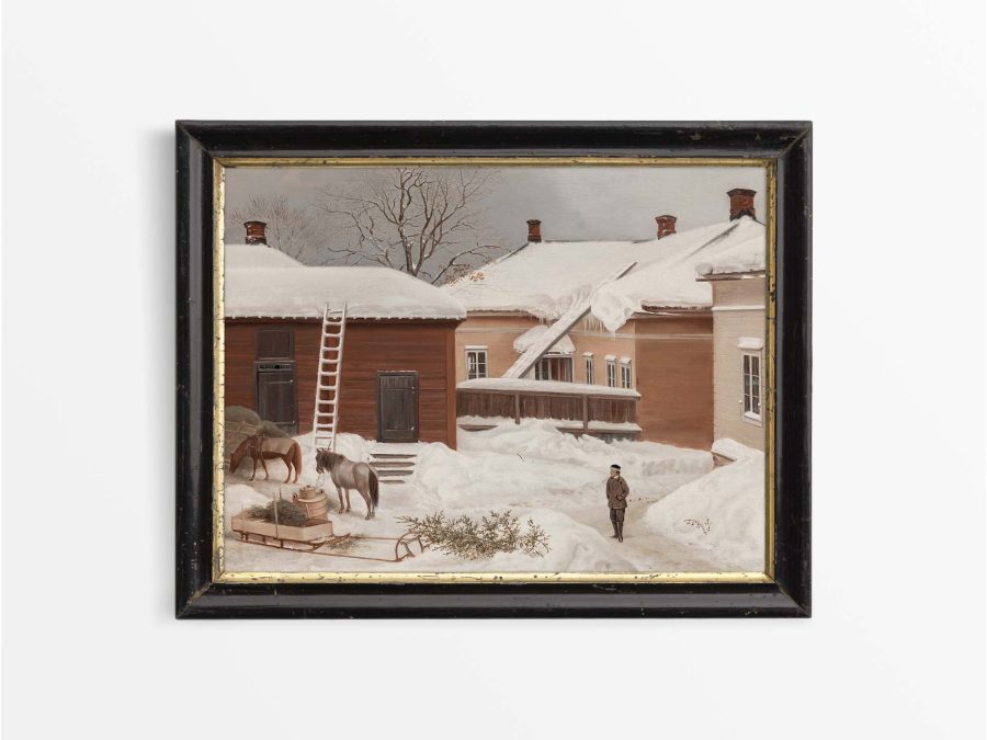 House in Winter II Vintage Art Print