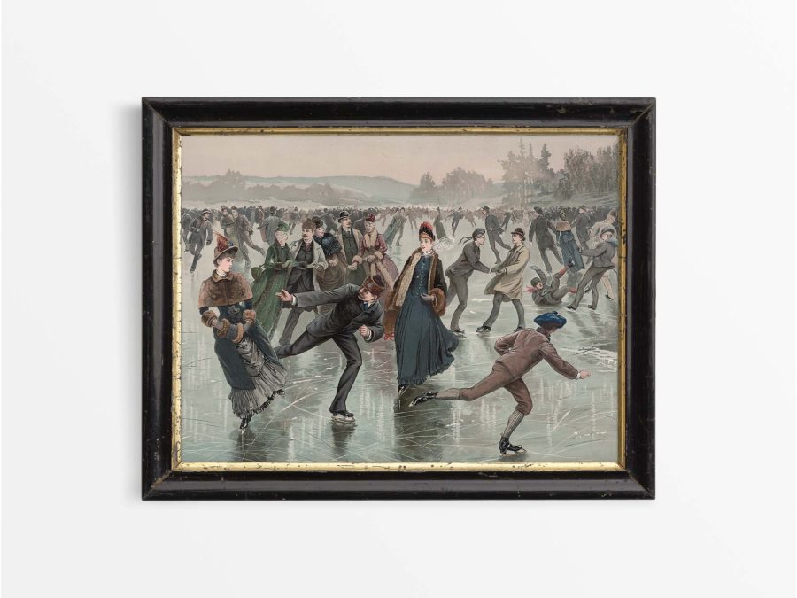 Ice Skaters III Vintage Art Print