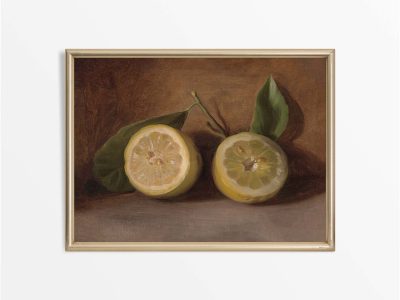 Lemons Still Life Vintage Art Print