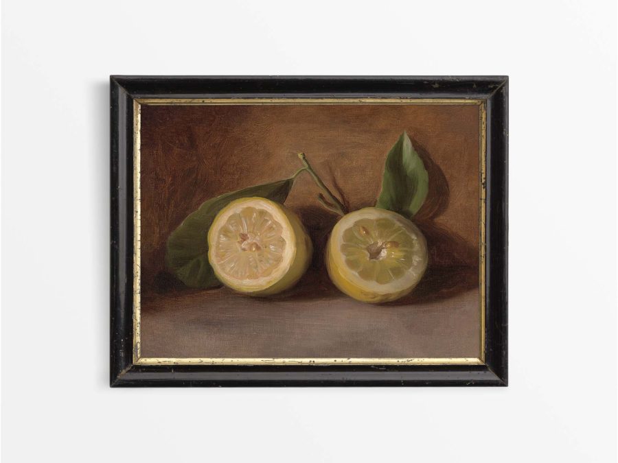 Lemons Still Life Vintage Art Print