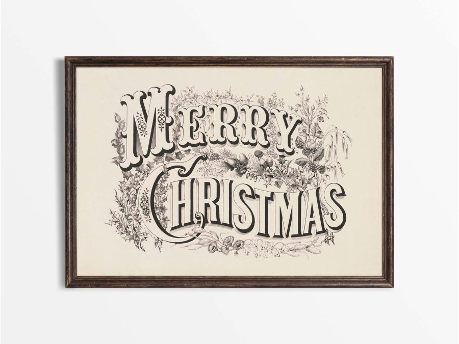 Merry Christmas Vintage Art Print