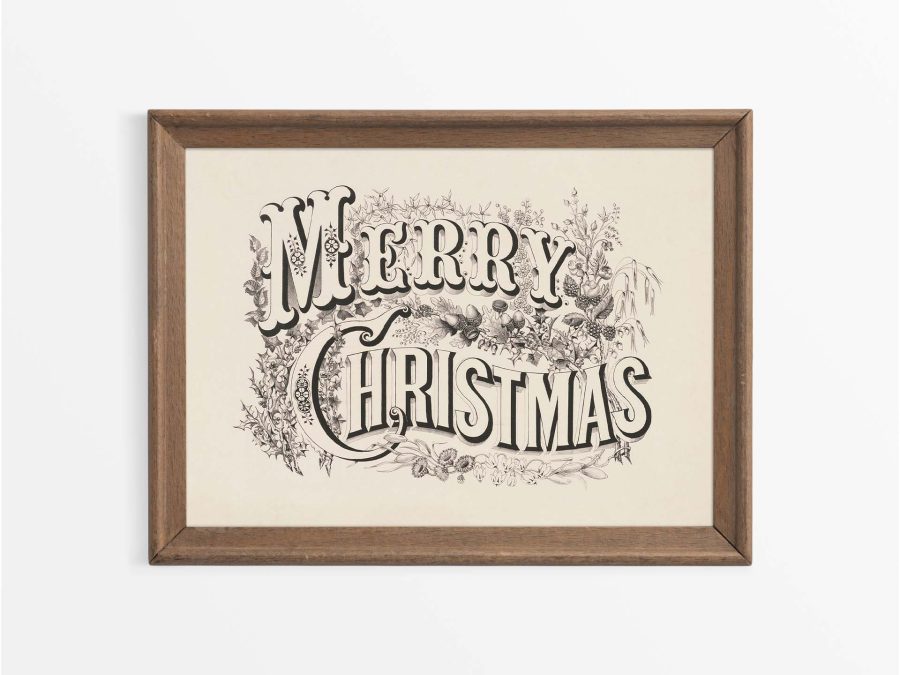 Merry Christmas Vintage Art Print